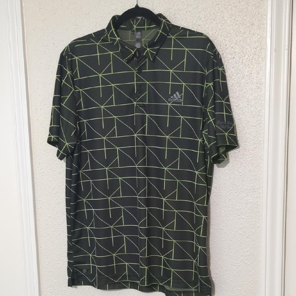 Adidas Green Geometric Golf Shirt